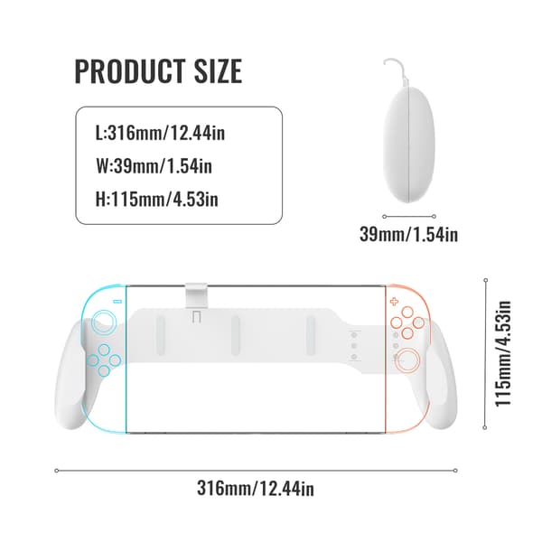 Velegnet til universelt greb til Switch/Switch OLED-konsoller, skridsikkert grebstilbehør