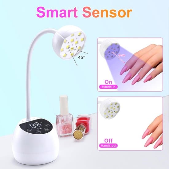 Mini UV-nagellampa med smart sensor och display vit