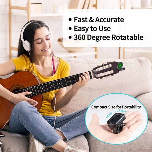 Clip-On Gitarrstämmare - Ukulele Stämmare 1-pack - Gitarr - Bas - Ukulele - Violin - Banjo