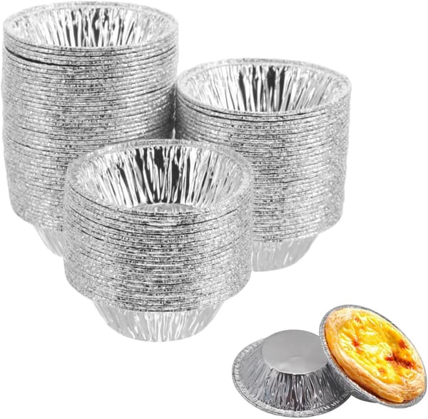 100 stycken aluminiumfolie äggformar – 7 cm – engångsformar