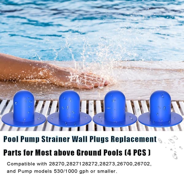 4-pack poolpluggar, väggpluggar för pooler, poolpluggar, poolsilhålsplugg, ersättningsplugg för ovanjordspool