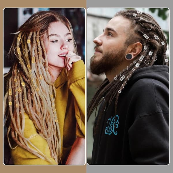 220-delars silverhåraccessoarer för flätor och dreadlocks