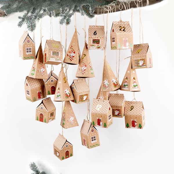 24 delar adventskalender presentaskar - Julgodisaskar presentförpackning - Triangulära adventskalender presentaskar - Jul - 24 delar
