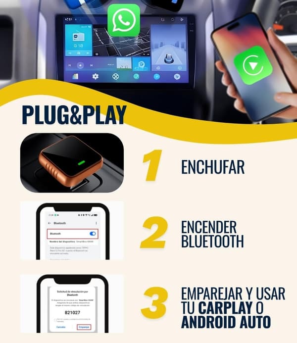 【Langaton CarPlay 2026】 Android Auto Bluetooth-sovitin sopii Apple iPhone- ja Android-laitteille, poistaa kaapelit, parantaa autosi