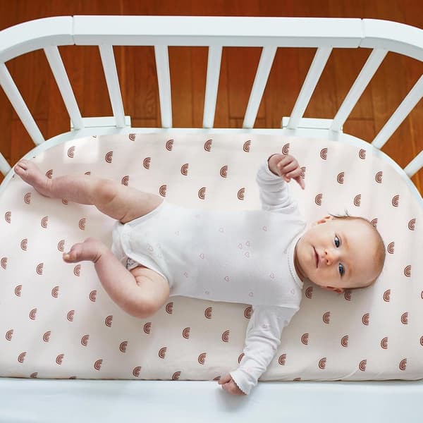 Spjälsängslakan i bomullsmuslin för samsovning - 100% bomullslakan för spjälsängar - lakan för ovala och rektangulära - Brun - 82*41CM
