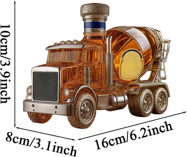 3D whiskykaraff, handblåst glaskonst, spritflaska, bardekoration (blå traktor)