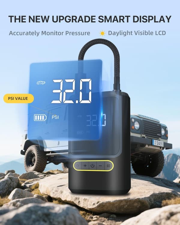 Elektrisk cykelpump - digital display - för landsvägscykel - 80w - USB