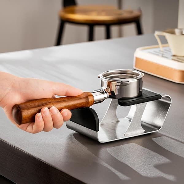 Kaffetamperstation - Holder til kaffetilbehør - Kaffeforberedelse - Rustfrit stål - 15,5 centimeter - Sølv