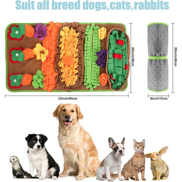 Hundesnusemåtte 80×48cm Puslespilsmåtte til hunde og katte, Sammenfoldelig Snusetæppe
