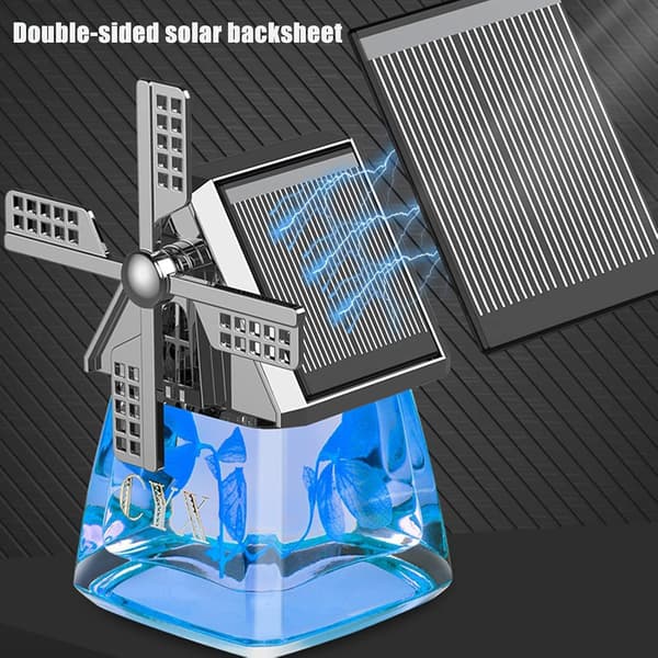 Bilvindkvarn Design Solcellsbil Parfym Luftfräschare Parfym, Söt Bil Energi Roterande Aromaterapi Diffuser (Blå【Elegant Hav】)