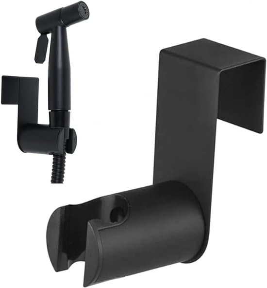 Sort Bidet Holder i Rustfrit Stål til Brusehoved - Toilet- og Badeværelsesmontering