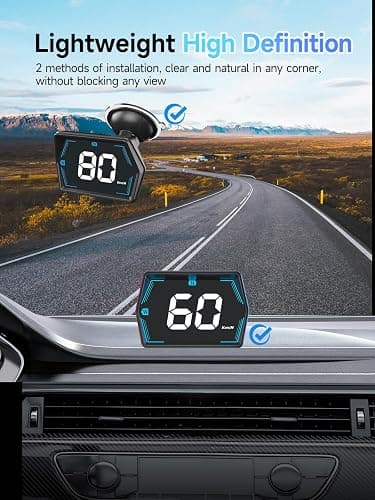 Digitalt speedometer head-up display, GPS speedometer, sort