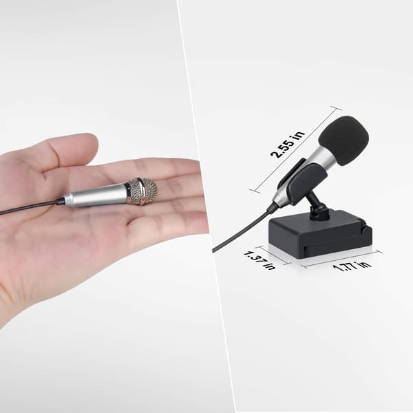 Mini bærbar mikrofon – til sang, vlogging, podcasting – egnet til iPhone, Android, PC, iPad (sølv)