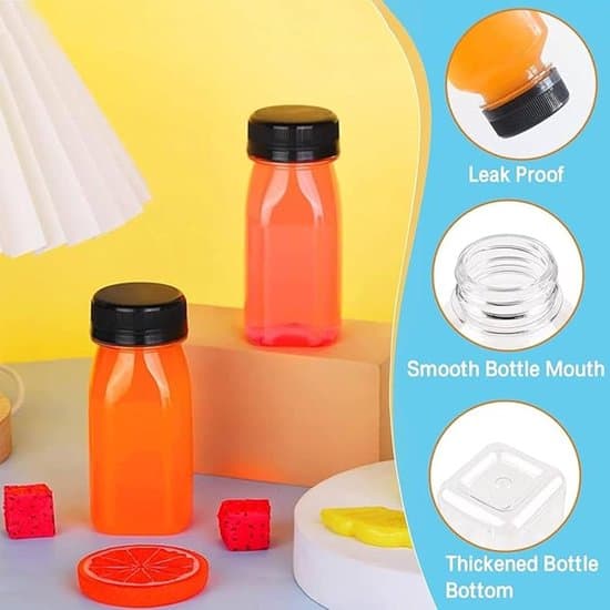 10 stycken små transparenta dricksflaskor - Plastjuiceflaskor - Mjölkflaskor - Dryckesbehållare - transparent - 120 ml - 10 stycken