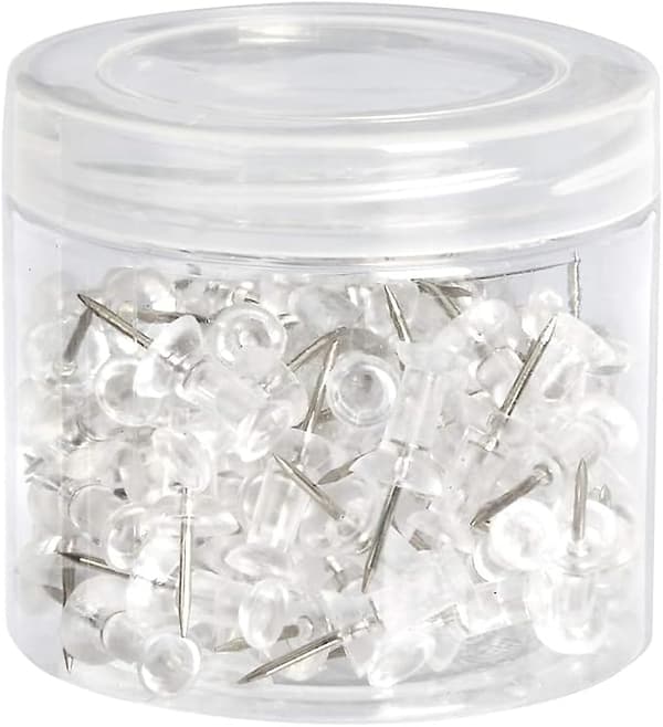 Plastnitar med stålspets, 100 stycken, transparenta