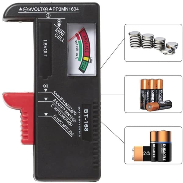 Digital Batteritester - Batterimåler Volt Checker - Tjek Batterier - Universal Testfunktion - 9V 1.5V AA AAA - Sort