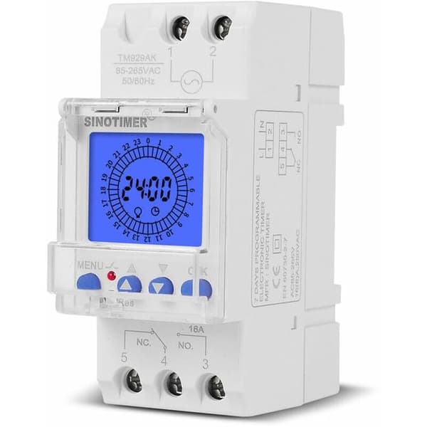 24-timmars digital LCD-display, programmerbar smart analog timer med 85-265 timer och 15-minutersintervaller - 16A