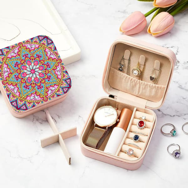 DIY Diamantmaling - Lærredsmateriale - Bærbar Makeuptaske