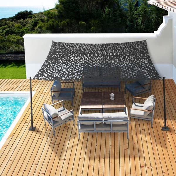 3x4m, rektangulær - solsejl - camouflage design parasol - sort