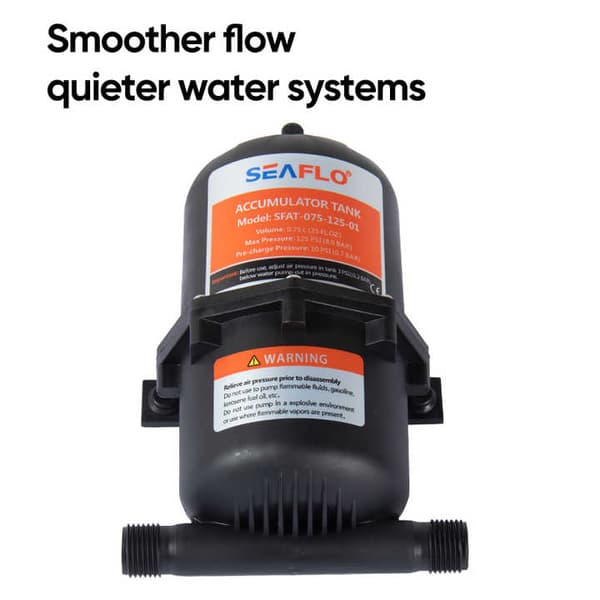0,75 liters tryckackumulator vattenpump med flödeskontroll, 125 psi