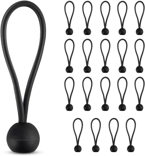 Sfäriskt elastiskt rep - 20 stycken - Partytältelastik med kula - Tältelastik - Elastik med kula - Elastiskt rep med kula - För effektiv säkring