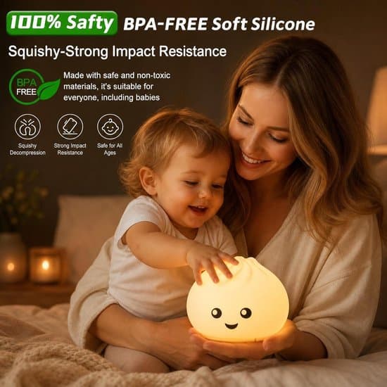 Dumpling Squishy Natlampe - Silikone - Dæmpbart Varmt Lys - Trådløs - Til Børn