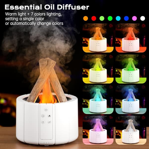 Bonfire luftfugter 250 ml med fjernbetjening, æterisk oliediffuser, lydløs flamme diffuser, aromaterapi duftoliediffusere