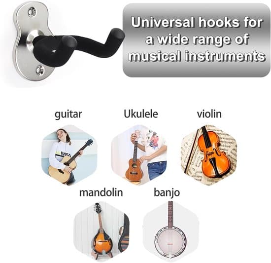 Gitarrväggfäste - 2 delar - Gitarrkrok - Väggfäste för att hänga gitarr - Gitarrhållare - Gitarrhängare - Gitarrstöd - Silver - 2 delar