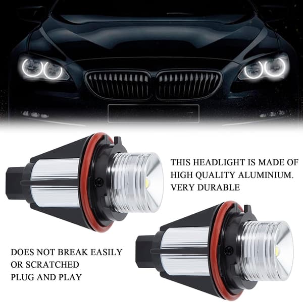 Sæt med 2 Angel Eyes forlygter kompatible med BMW E39 E53 E60 E61 E63 E64 E65 E66 E87 6000K med fejlfri dekoder 7000K Xenon hvid