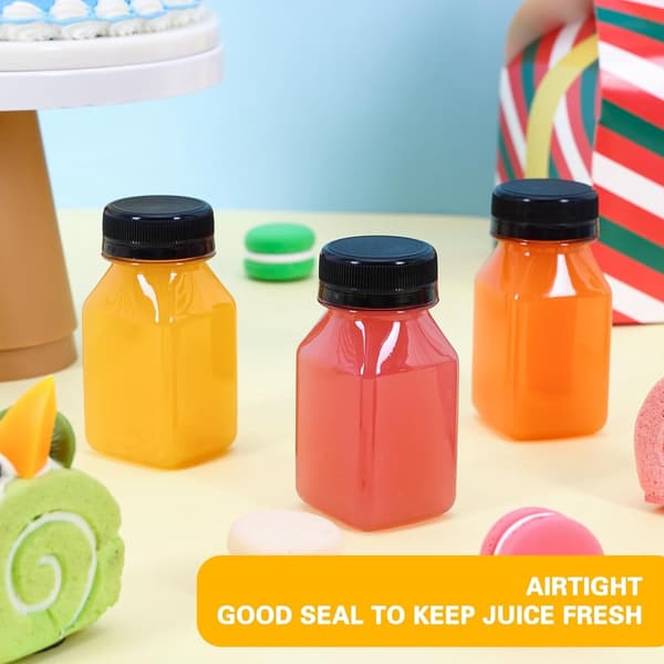 x Plastjuiceflaska 120 ml - Små transparenta dricksflaskor - Plastjuiceflaskor med lock - Minijuiceflaskor - transparenta - 120 ml