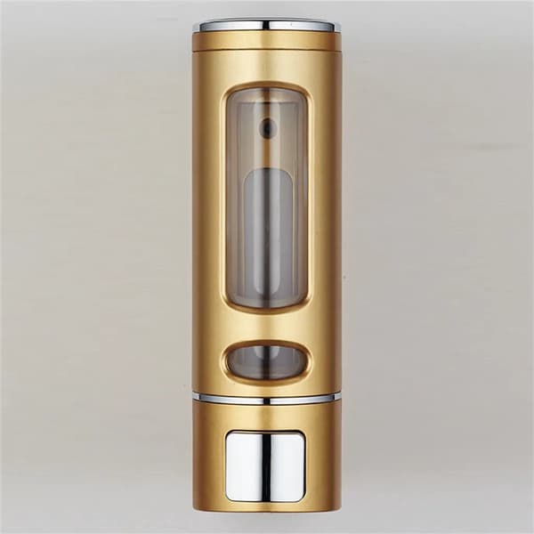 400 ml flydende sæbedispenser, robust og holdbar håndsæbedispenser med trykknap til vægmontering, velegnet til brug på badeværelset - Guld