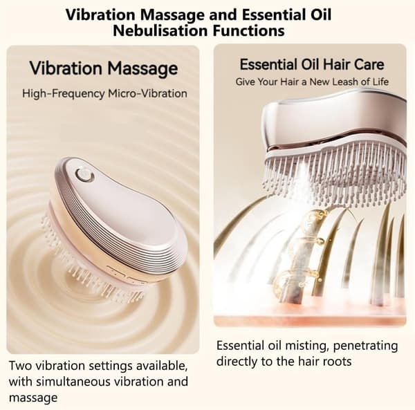 Hårbottenmassageborste - 3-i-1 - Vibration - Sprayfunktion