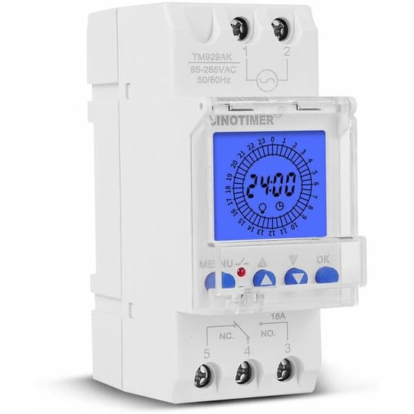 24-timers digitalt LCD-display, programmerbar smart analog timer med 85-265 timer og 15-minutters intervaller - 16A