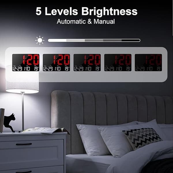 Digital väggklocka med LED-display 30 cm - Röd