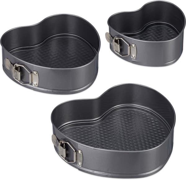 springform pande - hjerte - 3 dele - kageform - 3 størrelser - non-stick - stål