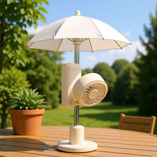 Bærbar miniventilator med paraplyklemme
