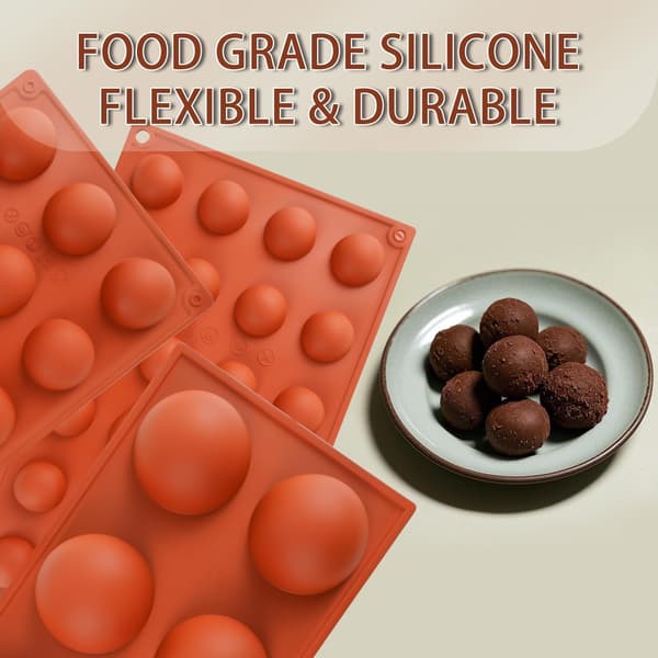 2 store silikoneforme med 6 halvkugleformede hulrum – Non-stick bageform til chokoladebomber, mousse, gelé, budding og søde desserter