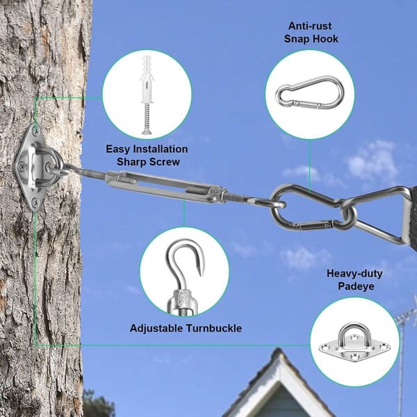 Solsejl Hardware Kit - 304 Rustfrit Stål Solskærm Installationssæt