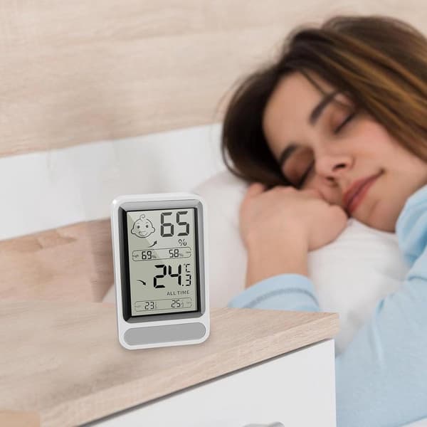Digital inomhustermometer och hygrometer med stor belyst display