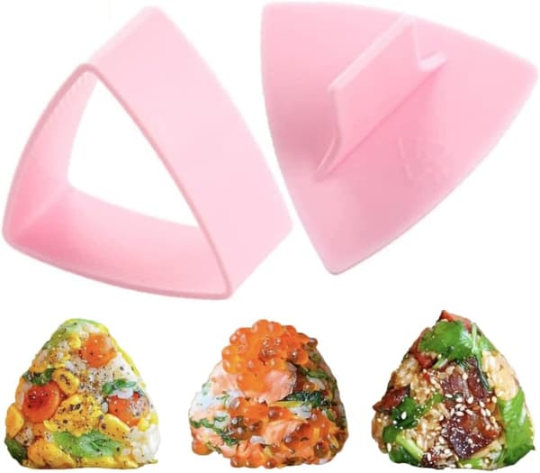 Triangulär sushiform, sushiform för köket, DIY triangulär sushipress, kökspryl, mini risbollspress (rosa).