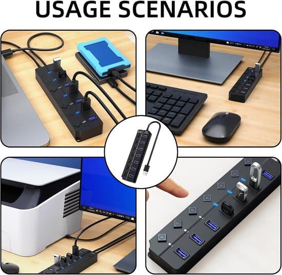USB 3.0 Hub med 7 porte og 5 Gbps hastighed