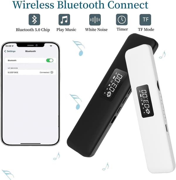 Bluetooth pudhøjttaler til søvn, trådløse knoglelednings-stereomusikhovedtelefoner til søvn, mini under-pude højttaler til søvnløshed