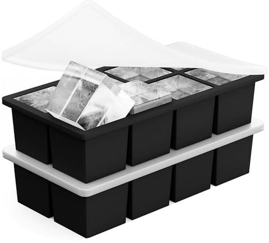 2-pack isbitsformar - Stora isbitsformar i silikon - Lätta att lossa - Med lock - Fryssäkra - Stapelbara fyrkantiga isbitsformar - 2-pack