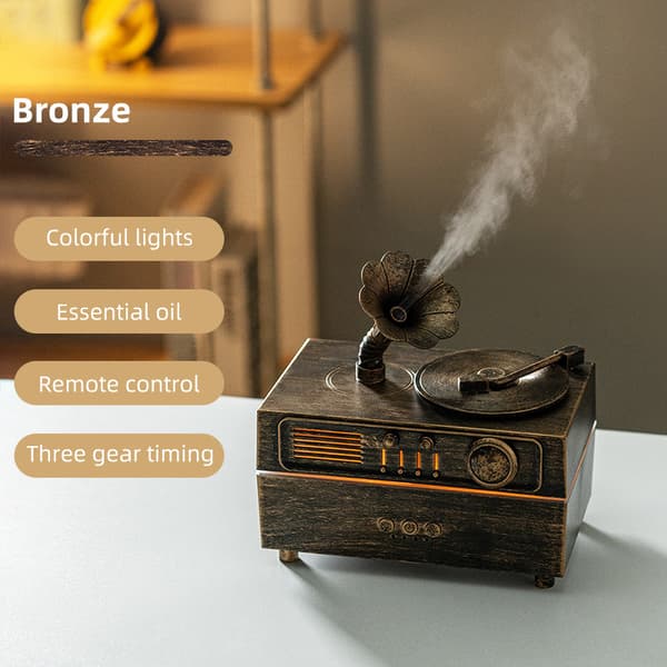 USB-luftfuktare - Grammofonstil Dekoration - Stor Dimma Skrivbordsaromdiffusor