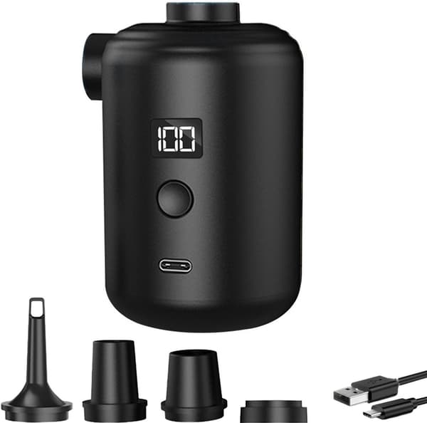 Bärbar elektrisk pump, Exakt digital strömdisplay, bärbar utomhuscampingluftpump, dubbelfunktionsluftkudde,