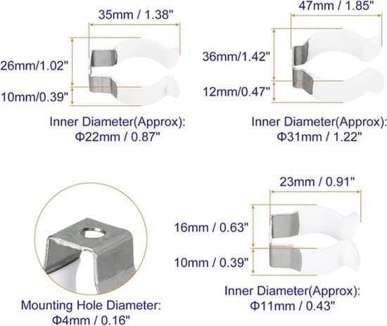Ophængsbeslag Rørklemme til LED-lamper - Montering - Rustfrit Stål - Lysstofrør - Samling - Hvid - 18 Stykker