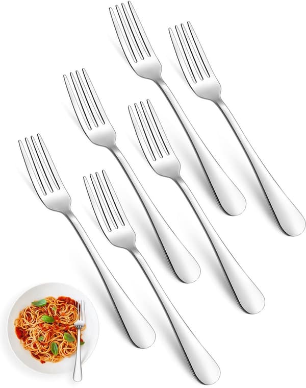 Elegant gaffelsæt - 6 dele - Rustfrit stål - 18 cm