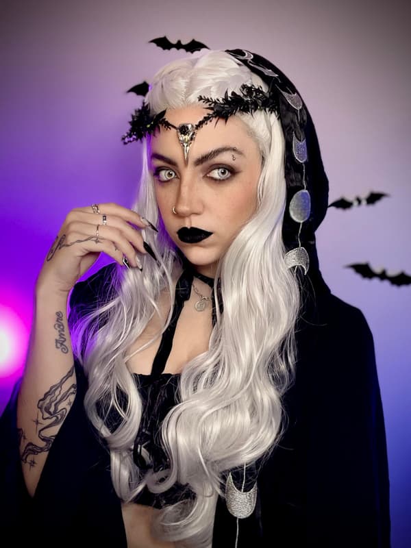 Gotisk sort blomsterkrone, perfekt til Halloween cosplay