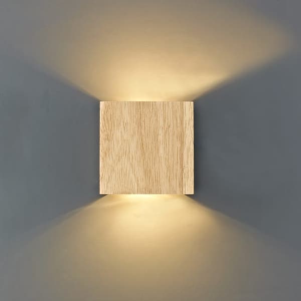 LED-seinävalaisin, rauta/puu, beige