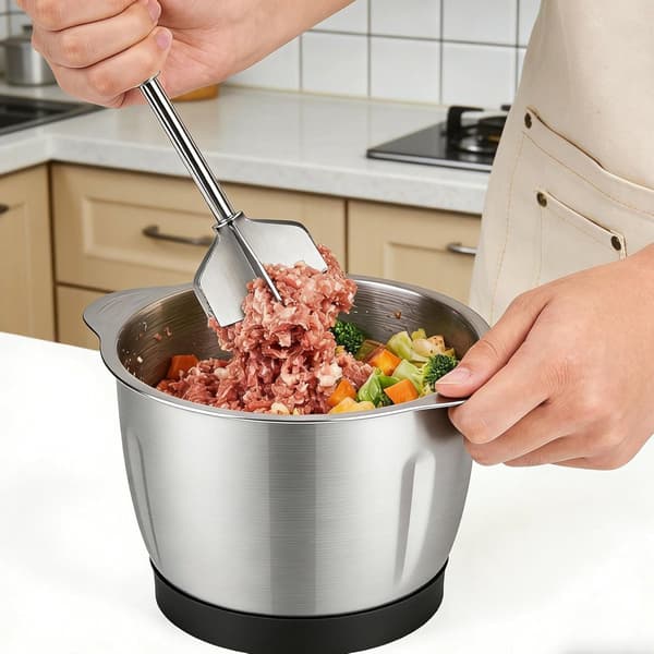 Köttklubba - Köttkvarnstamp - Måltidsförberedelse - Rostfritt stål - 26 cm längd - Silverfärgad